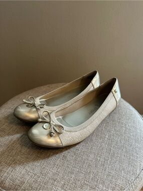 Michael Kors Champagne Gold Ballet Flats with Bow